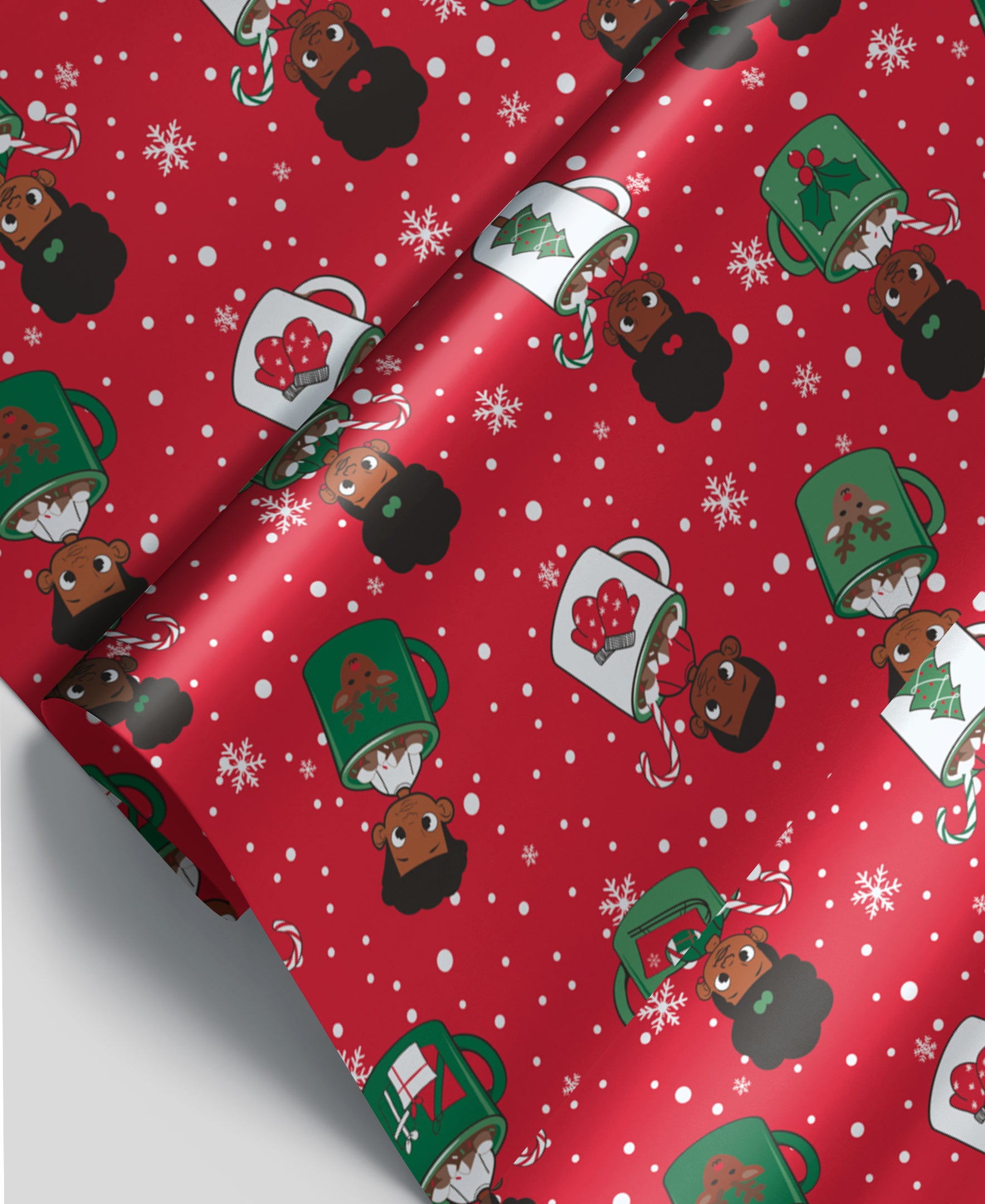 Folk Holiday (BLACK) 12x18 premium wrapping paper sheets