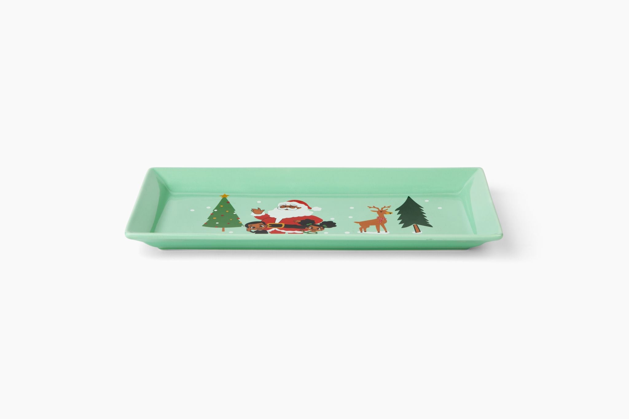 Black Paper Party Holiday Klaus Family Winter Scene Loaf Pan - Green